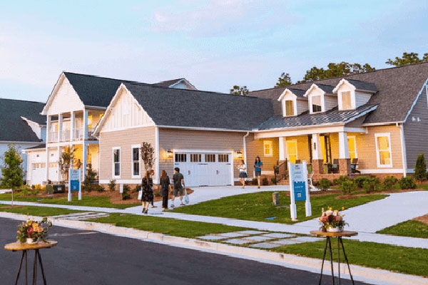 Riverlights community model home row in Wilmington, NC