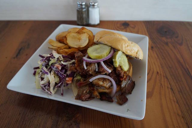 The Texas barbecue brisket sandwich is just one of many delicious barbecue options on the menu.