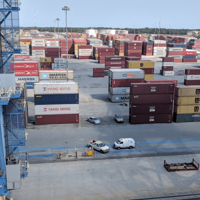 Shipping containers in industrail yard