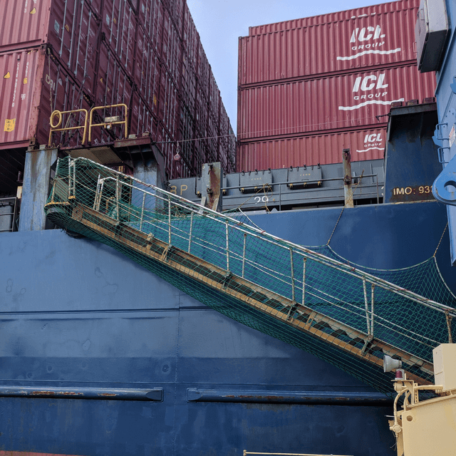 Shipping containers on boat