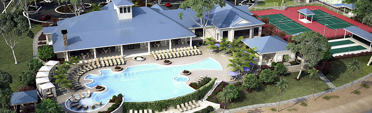 Aerial view of Del Webb amenity center in Riverlights