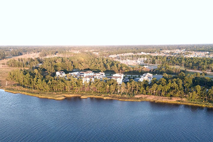 Aerial view of River Row in Riverlights.