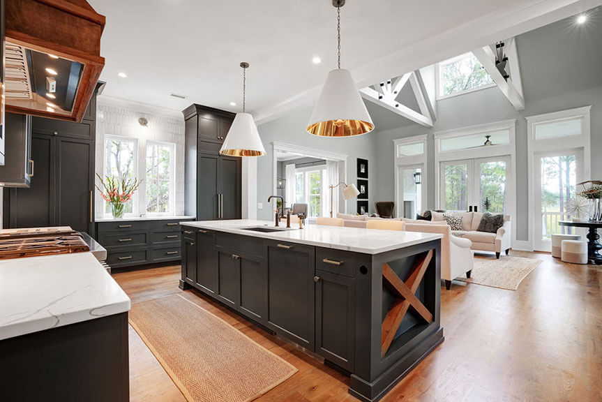 Open living of Thom's Creek River House, Riverlights.