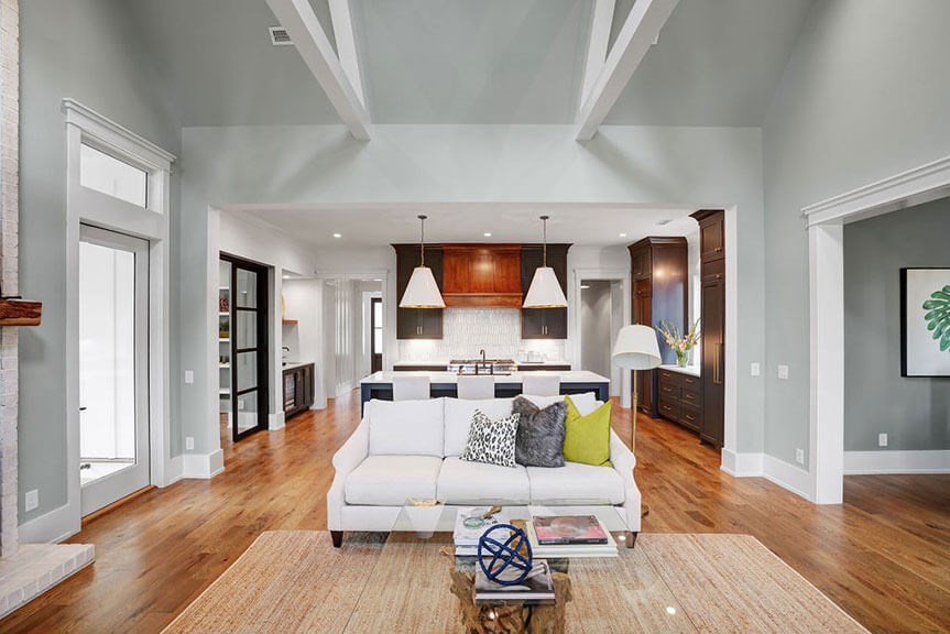 Open living space and high ceilings of Thom's Creek River House, Riverlights.