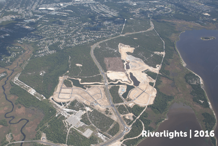 Aerial view of early Riverlights development