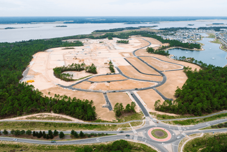 Aerial view of new phase of homes in Riverlights