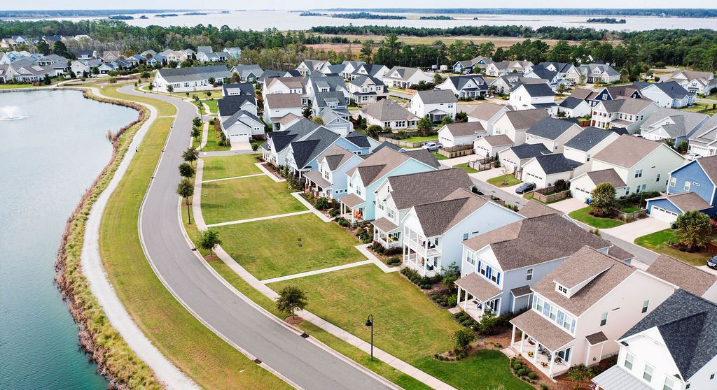 Aerial view of homes in Riverlights