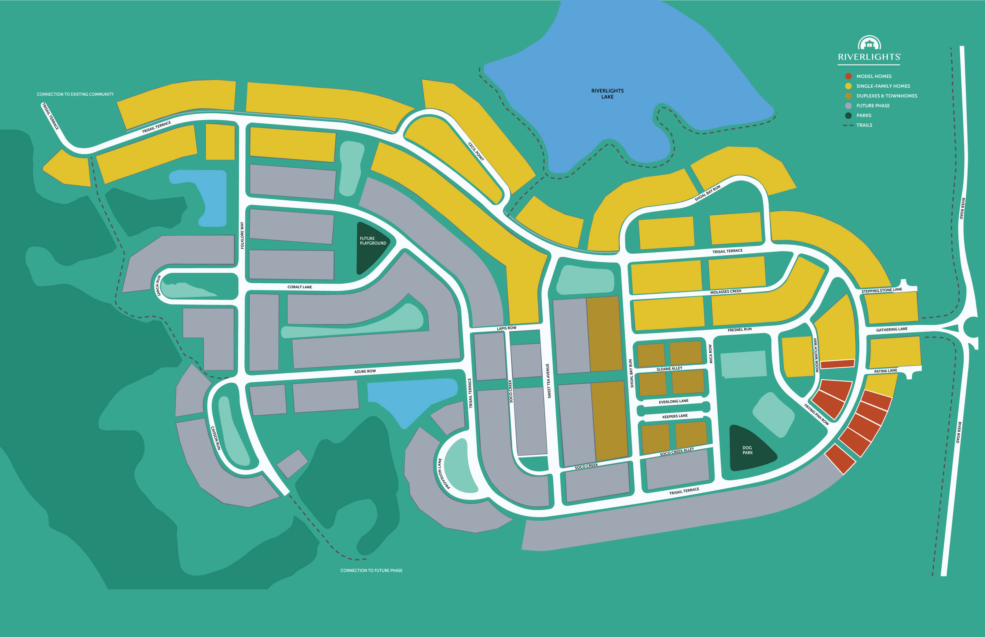 Map rendering of new phases of homes in Riverlights