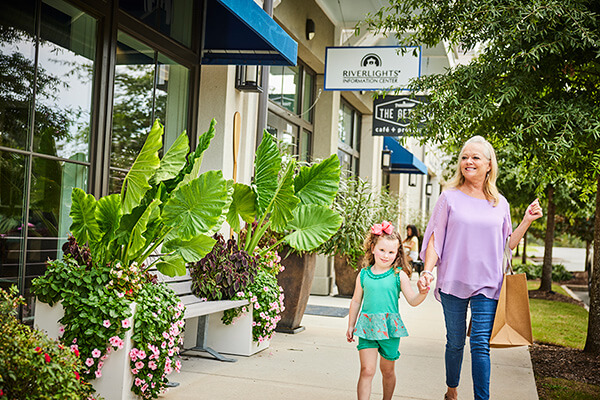 Residents shopping in Marina Village located in the Riverlights community in Wilmington, NC