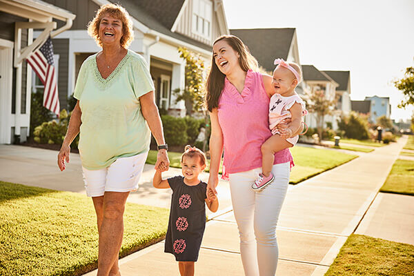 Riverlights community residents walking to school in Wilmington, NC