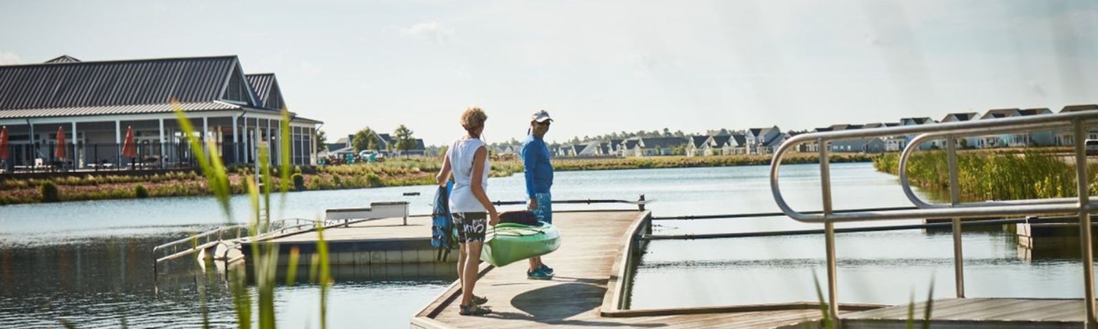 Riverlights community residents on the dock in Wilmington, NC